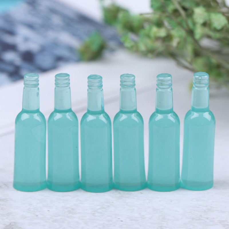 6Pcs 1:12 Dollhouse Miniature Toy Beer Wine Drink Bottle Doll Food Kitchen Living Room Toy Accessories