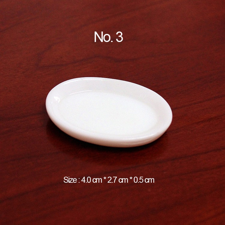 10pcs White Plate Dishes Simulation Plates Miniature Pretend Play Kitchen Toys Dinner Tableware Doll House Accessories Kids