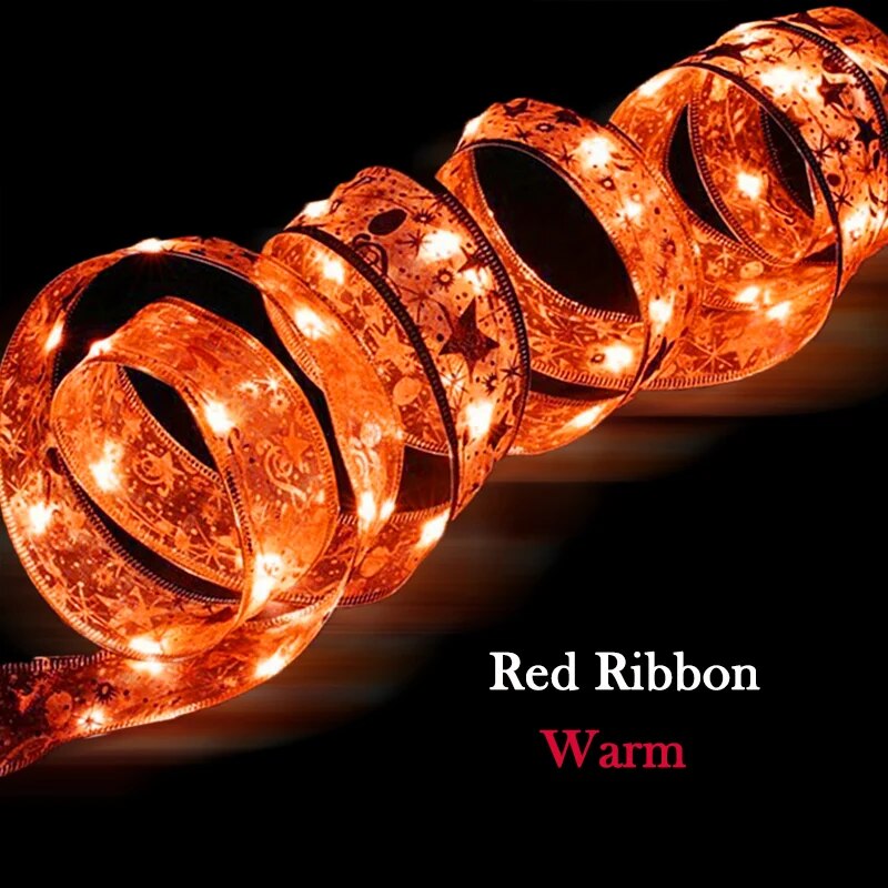 Christmas Decoration LED Ribbon Fairy Lights Christmas Tree Ornaments for Home 2023 DIY Bows Light String Navidad New Year 2024