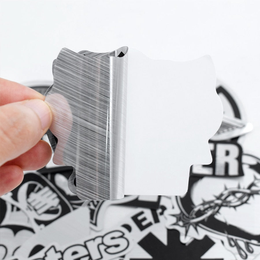 50 PCS Metallic Black and White Sticker Punk Funny Cool Sticker DIY for Laptop Motorcycle Bicycle Guitar Suitcase Skateboard Car