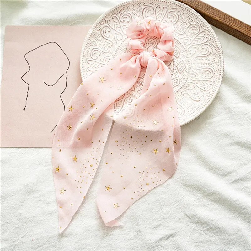 Santa Claus Bows Hair Scrunchies Long Ribbon Ponytail Scarf Hair Tie Women Girls Elastic Hair Bands Christmas Hair Accessories