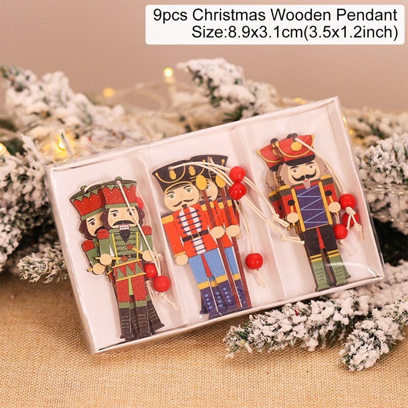 Wooden Christmas Pendant Merry Christmas Decor for Home 2023 Navidad Ornaments C