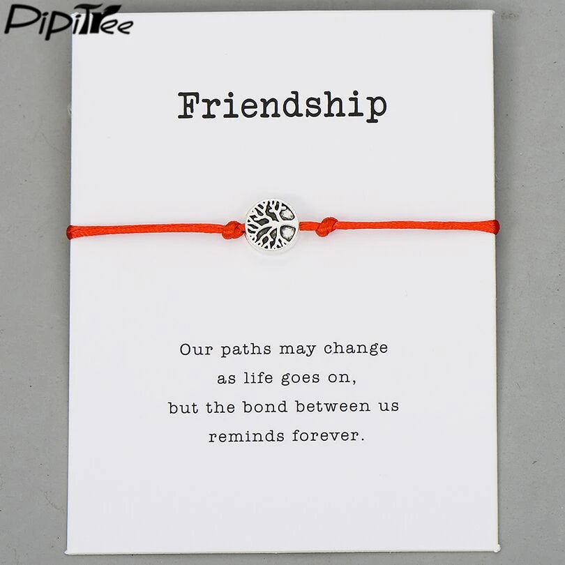 Pipitree Life Tree Charm Bracelets for Women Men Children Lucky Red String Friendship Wish Bracelets Jewelry Adjustable