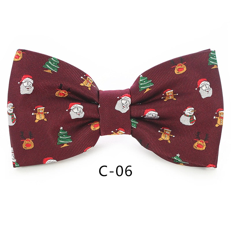 JEMYGINS Christmas Bow Ties for Mens Shirt Snowflake Christmas Tree Pattern Men Silk Bow Tie Christmas