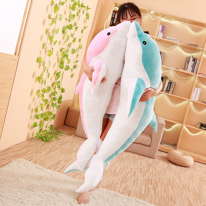 Hot Large Plush Dolphin Toys Stuffed Sea Animal Cute Girls Dolls Soft Baby Sleeping Pillow Christmas Birthday for Children