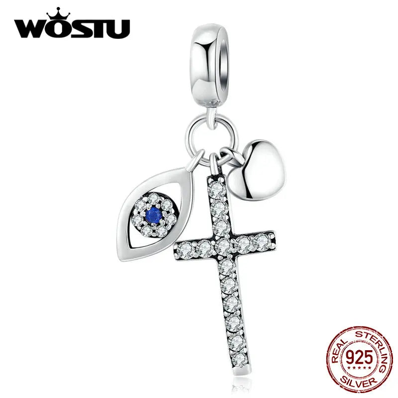 WOSTU 925 Sterling Silver Bee Dreamcatcher Wings Bead Charm Pendant Fit Original Bracelet Bangle Women DIY Fine Jewelry
