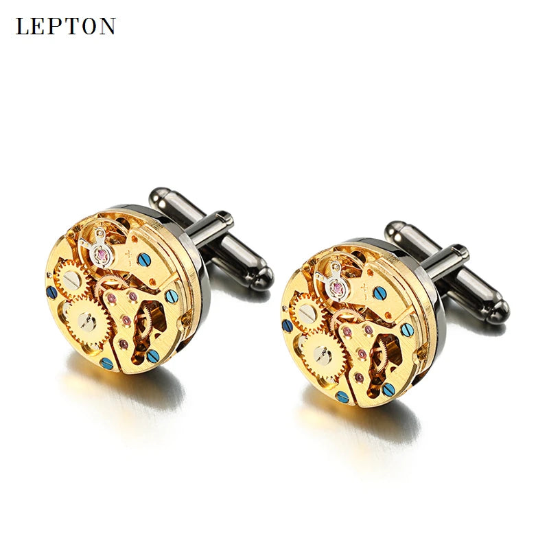 Hot Watch Movement Cufflinks for Immovable Stainless Steel Steampunk Gear Watch Mechanism Cuff Links for Mens Relojes Gemelos