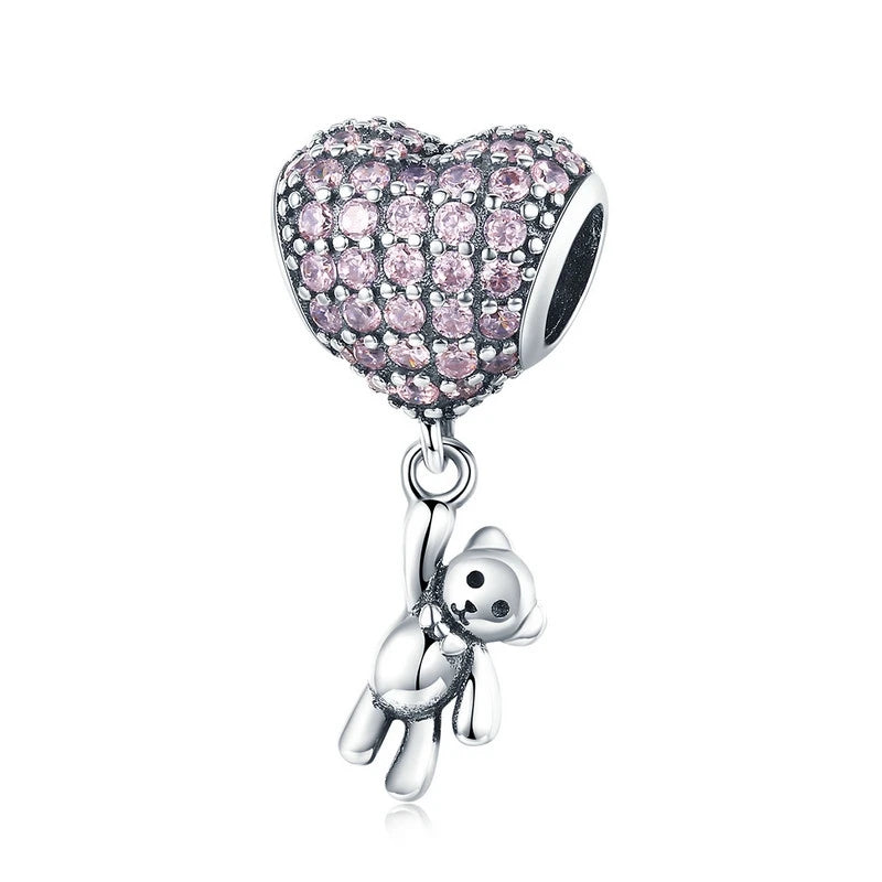 BISAER 925 Sterling Silver Couple Girl Boy Pendant Charm Pineapple Strawberry Dessert Beads for Women Bracelet DIY Fine Jewelry