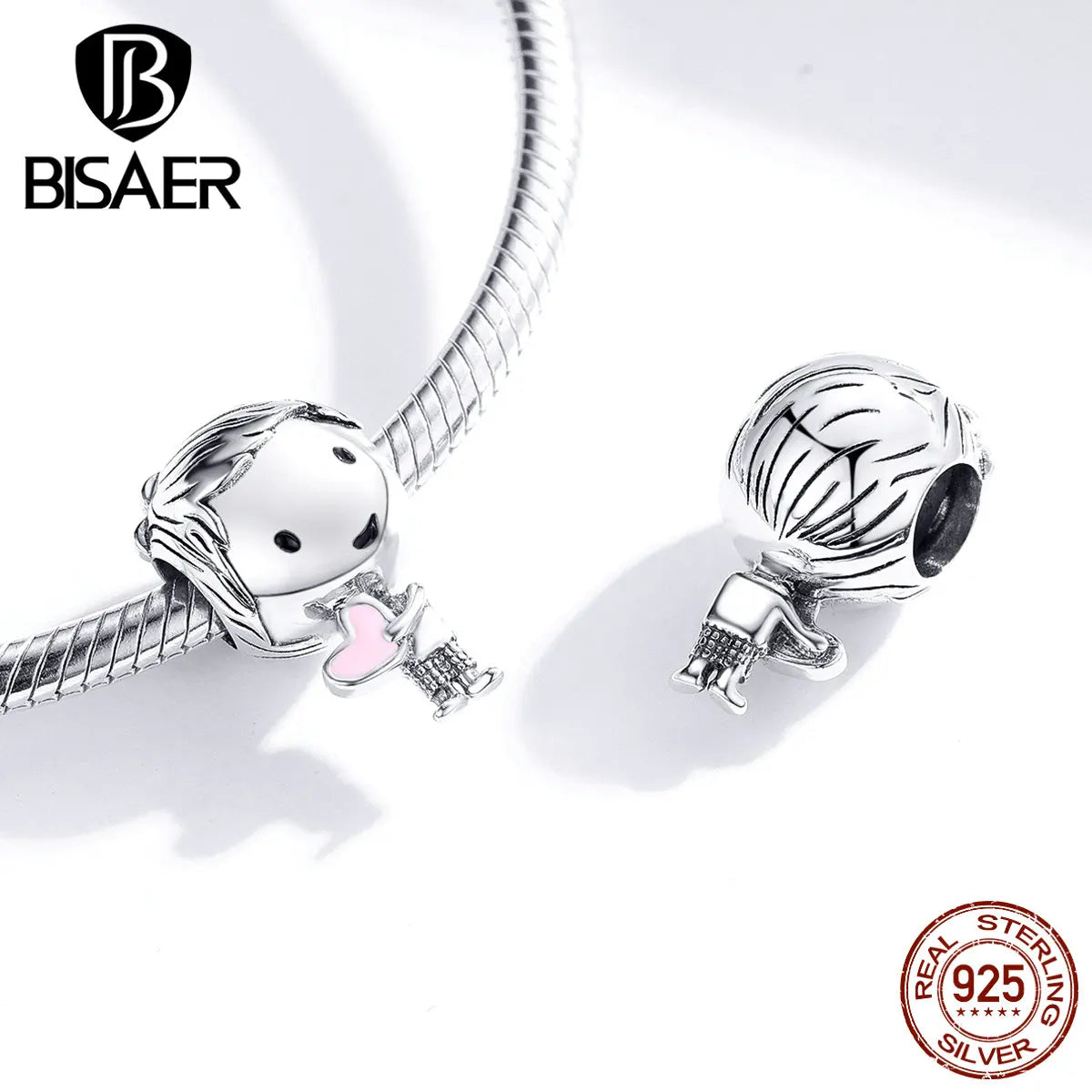 BISAER 925 Sterling Silver Couple Girl Boy Pendant Charm Pineapple Strawberry Dessert Beads for Women Bracelet DIY Fine Jewelry
