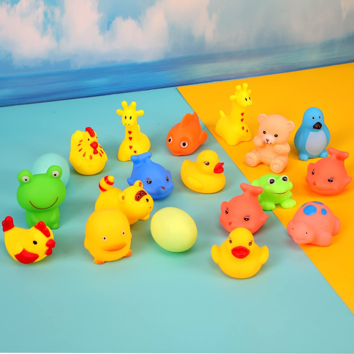 10Pcs/Set Cute Baby Bath Toys Wash Play Animals Soft Rubber Float Sqeeze Sound Toys for Baby GYH