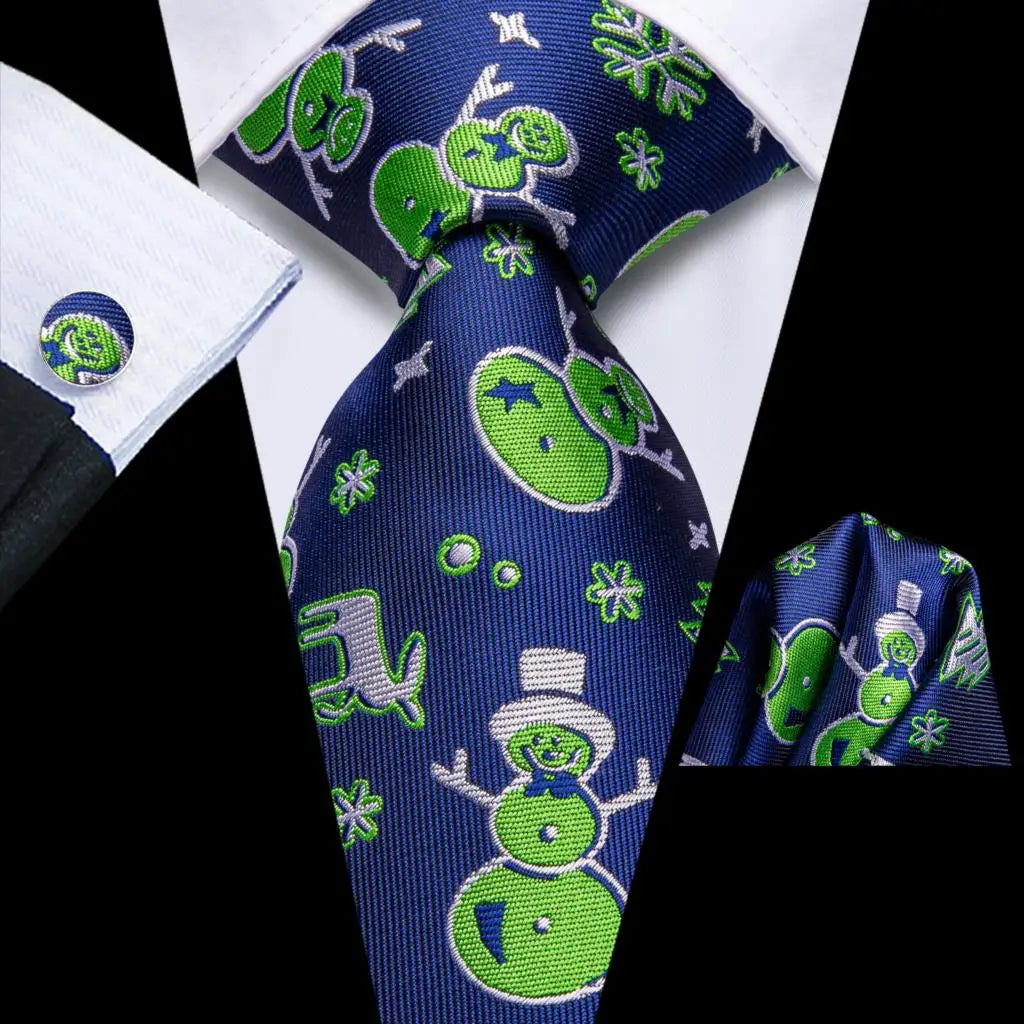 Business Tie for Men Silk Blue Tie Dots Necktie Set Plaid Cufflinks for Wedding Business Tie 150cm Hi-Tie SN-3529