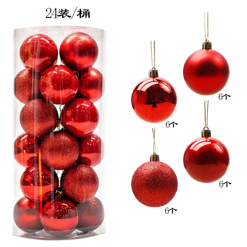 24/36pcs Christmas Balls Christmas Tree Ornament Hanging Pendent Xmas Decoration 2023 Christmas Ornaments Navidad 2024