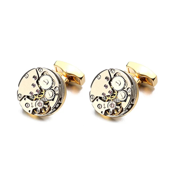 Hot Watch Movement Cufflinks for Immovable Stainless Steel Steampunk Gear Watch Mechanism Cuff Links for Mens Relojes Gemelos