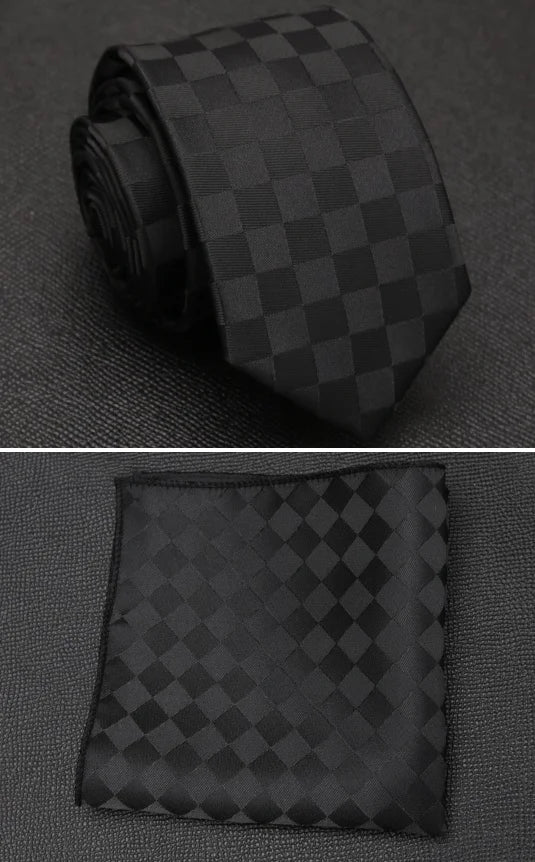 XGVOKH Men Tie Cravat Set Fashion Wedding Ties for Men Hanky Necktie Dot Striped Gravata Jacquard Tie Social Party Accessories