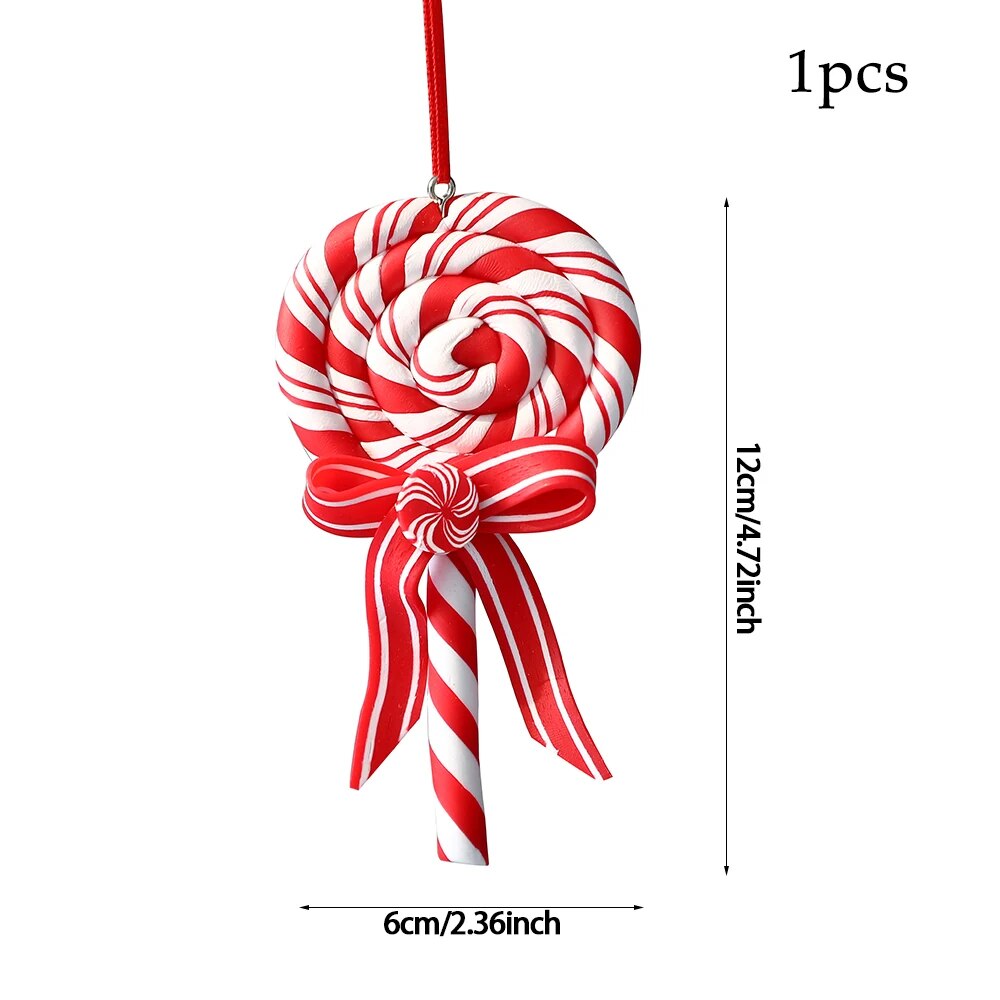Multi Size Red and White Christmas Candy Canes Christmas Balls Christmas Tree Pendant Family Christmas Decoration New Year