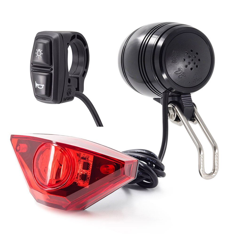 Ebike Light Different Electric Bike Headlight and E Bike Rear Light LED 6V 12V 24V 36V 48V 52V Scooter Horn and Light Switch