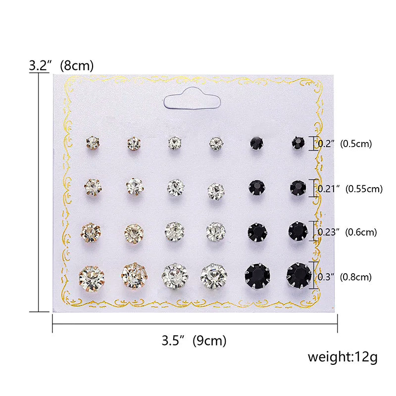 24pcs Crystal Nose Ring & Studs Body Women Girl Jewelry Stainless Surgical Steel Nose Piercing Colorful Rhinestone