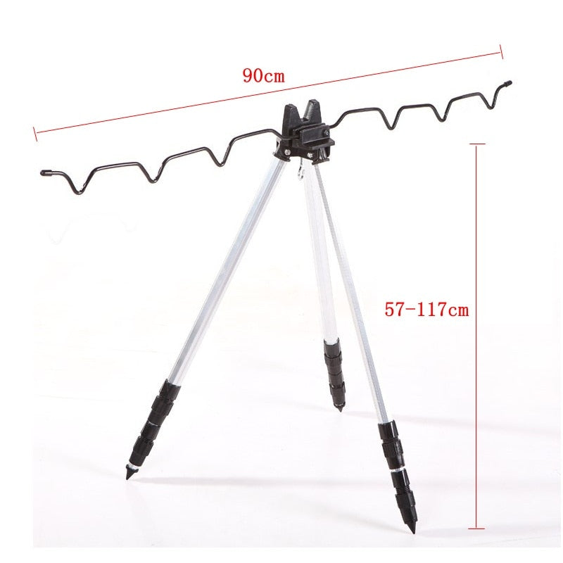 Aluminum Alloy Telescopic 5 / 7 Groove Fishing Rods Holder Portable Collapsible Fishing Stand Sea Fishing Pole Bracket