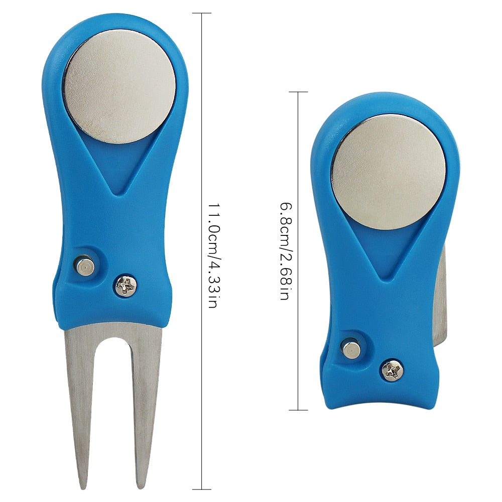 1 Pcs Steel Golf Divot Repair Switchblade Tool Pitch Groove Cleaner Golf Pitchfork Golf Accessories Putting Green Fork Dropship