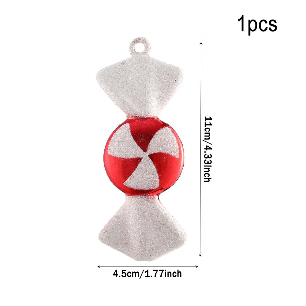 Multi Size Red and White Christmas Candy Canes Christmas Balls Christmas Tree Pendant Family Christmas Decoration New Year