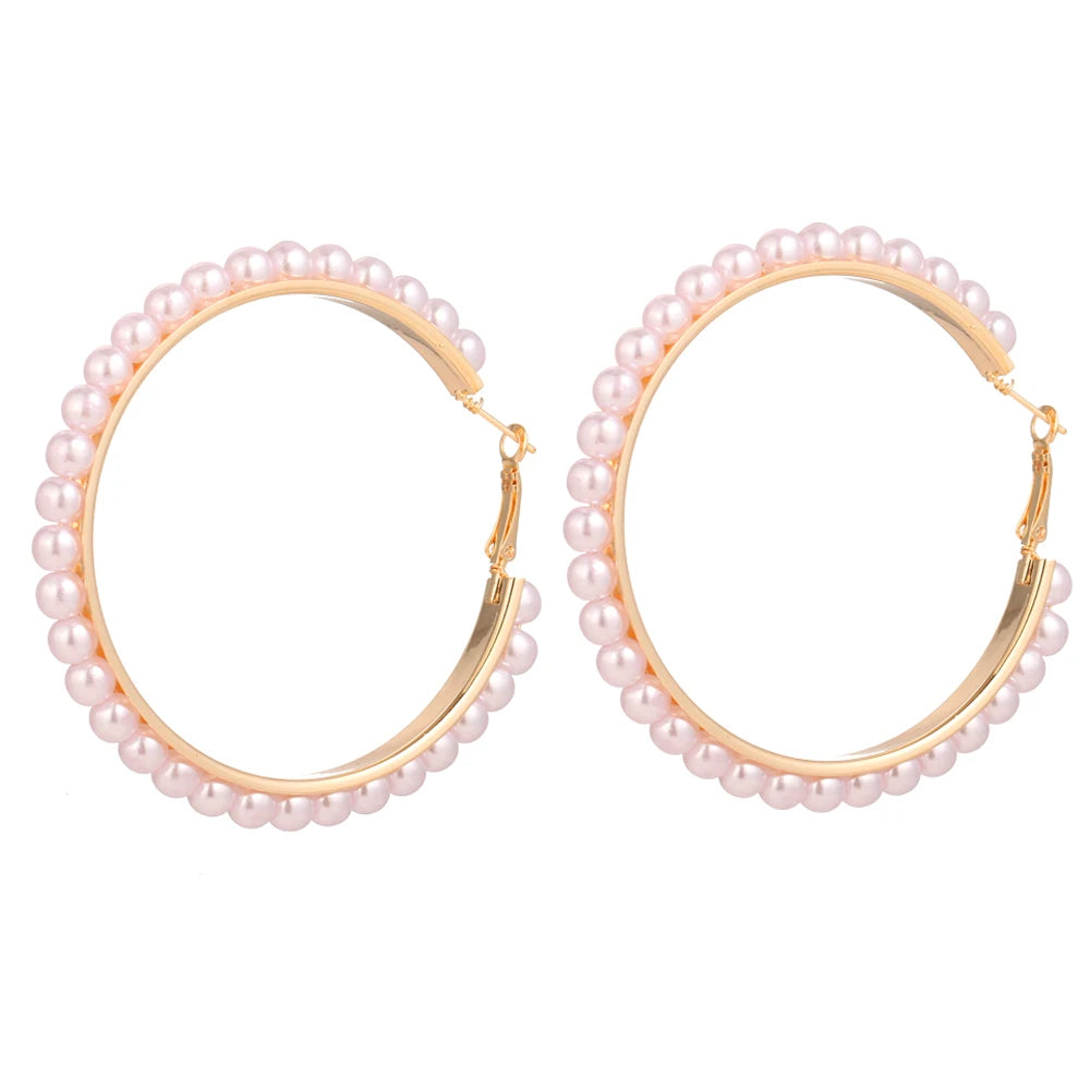 FNIO Big Simulated Pearl Earrings 2019 for Women Lover Geometric Round Heart Drop Dangle Earring Korean Statement Jewelry
