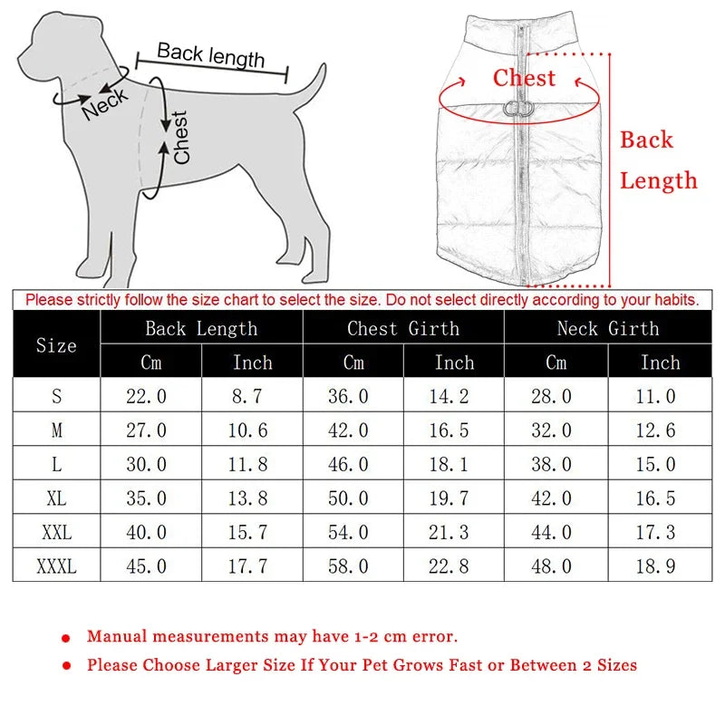 Clothes for Small Dogs Waterproof Big Dog Vest Jacket Autumn Winter Warm Pet Dog Coat Clothing for Dogs Chihuahua French Bulldog