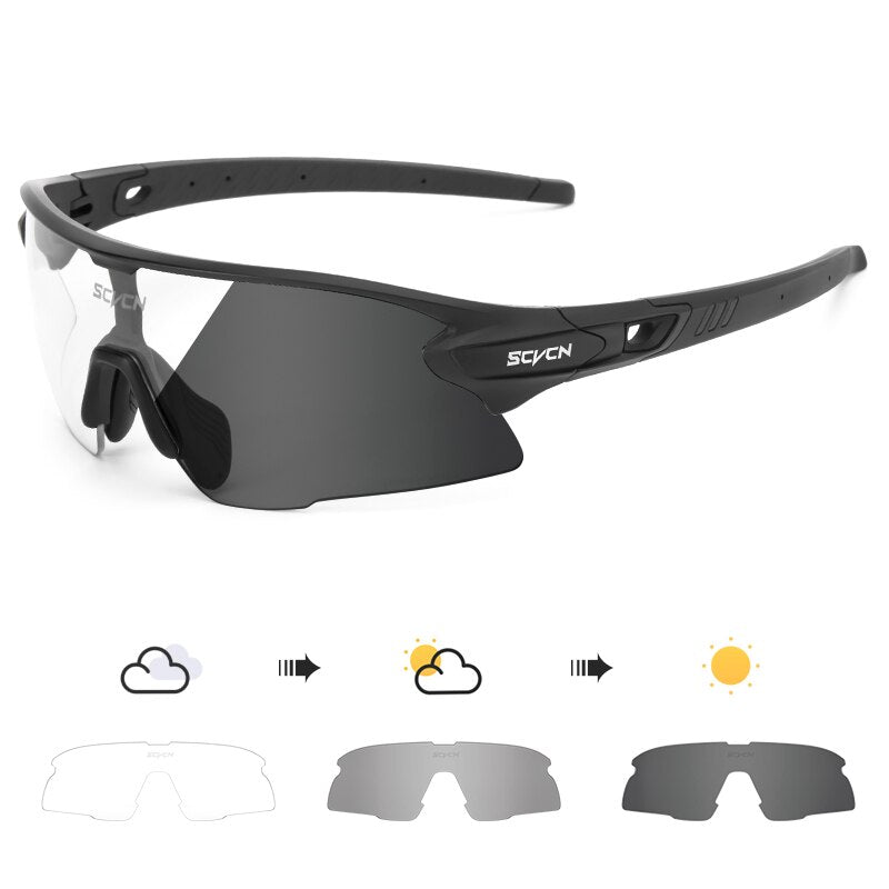 SCVCN Photochromic Bicycle Glasses Men’s Women Sports Runing Cycling Sunglasses UV400 Fishing Eyewear Mtb Bike Bicycle Goggles