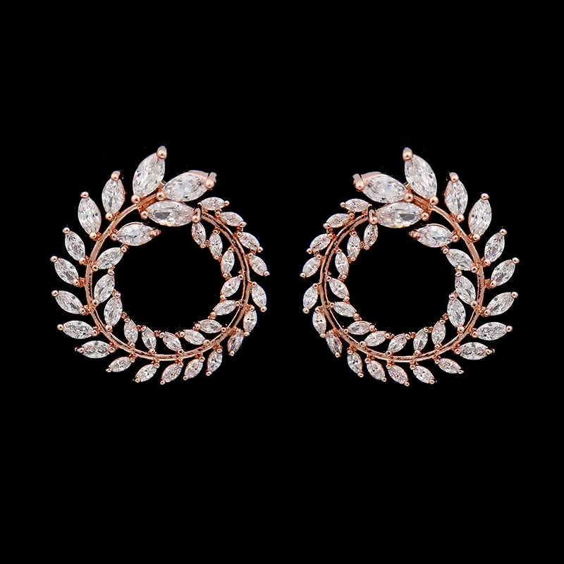 LXOEN Marquise Cut Flower Zirconia Crystal Long Drop Earrings for Women Shiny Leaf CZ Stone Bridal Wedding Jewelry