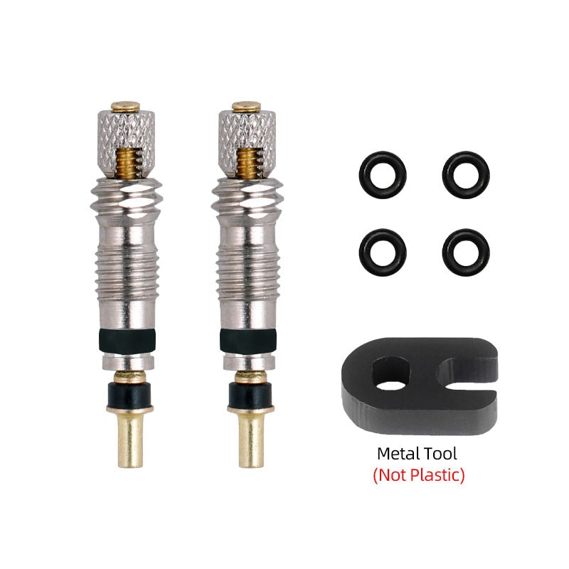 Bicycle Presta Valve Core Brass Material CNC-machined Nickel-Plated for MTB Road Tubeless Rim Nozzle Optional Metal Tool O-Ring