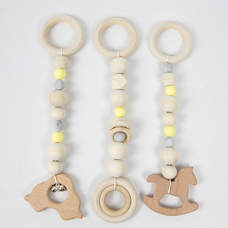 3 Pcs/Set Nordic Baby Gym Frame Game Pendants Sensory Nursery Ring-Pull Toy Wooden Clothes Rack Kids Room Decoration