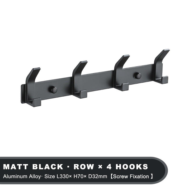 Modern Hanging Hooks for Wall Aluminium Black Towel Holder Bathroom Door Clothe