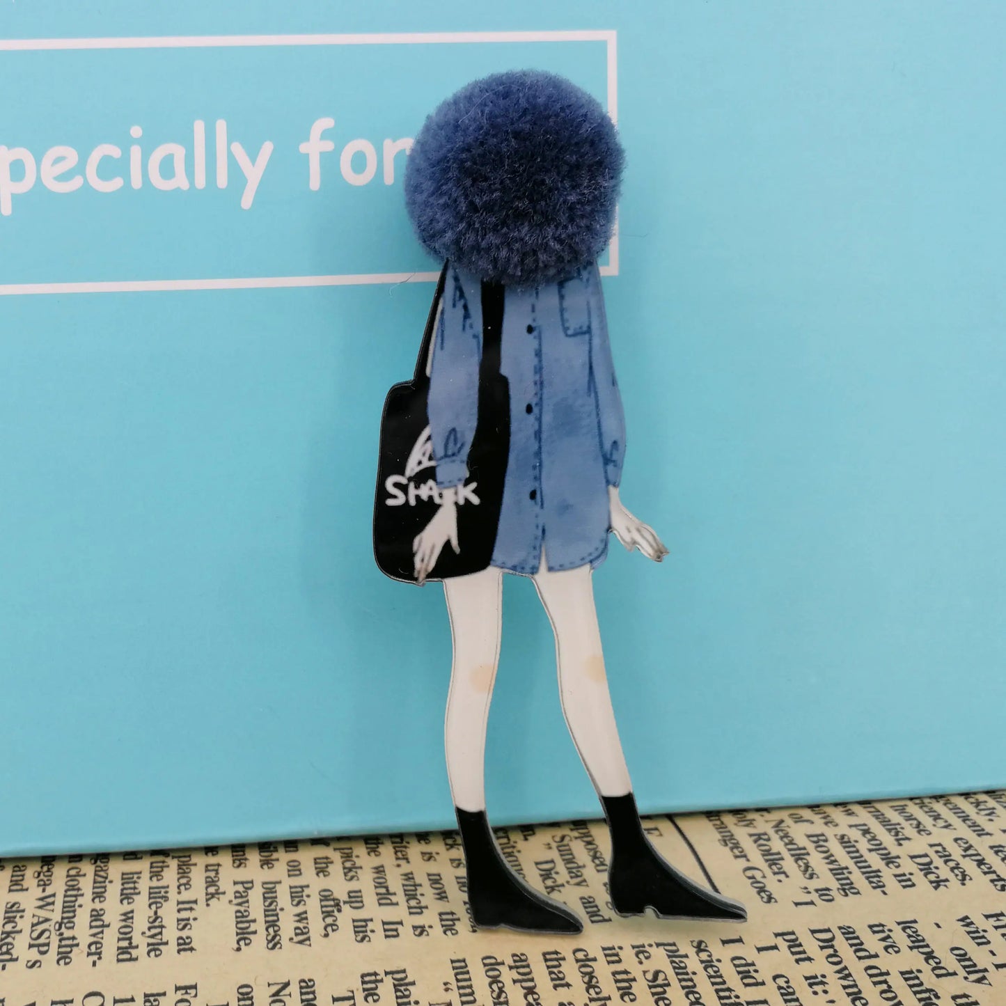 Fashion Brooch Pins for Woman Brooches Cute Girls Cartoon Models Acrylic Brooches Kawaii Pompom Clothing Jewelry Accessories