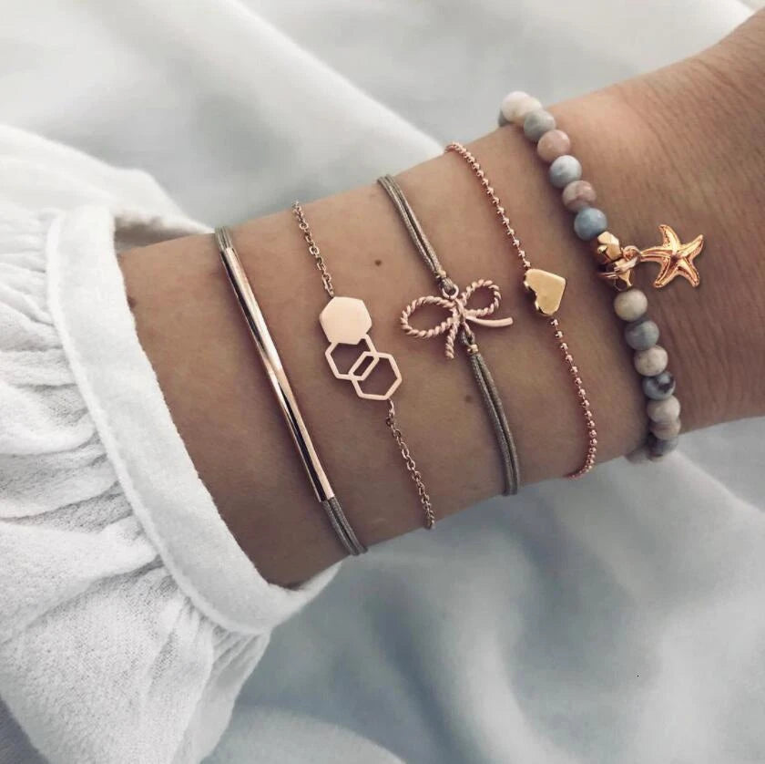 Boho Rope Bracelets & Bangles for Women Bohemian Beaded Charm Bracelet Femme Se Multilayer Jewelry Accessories Bijoux