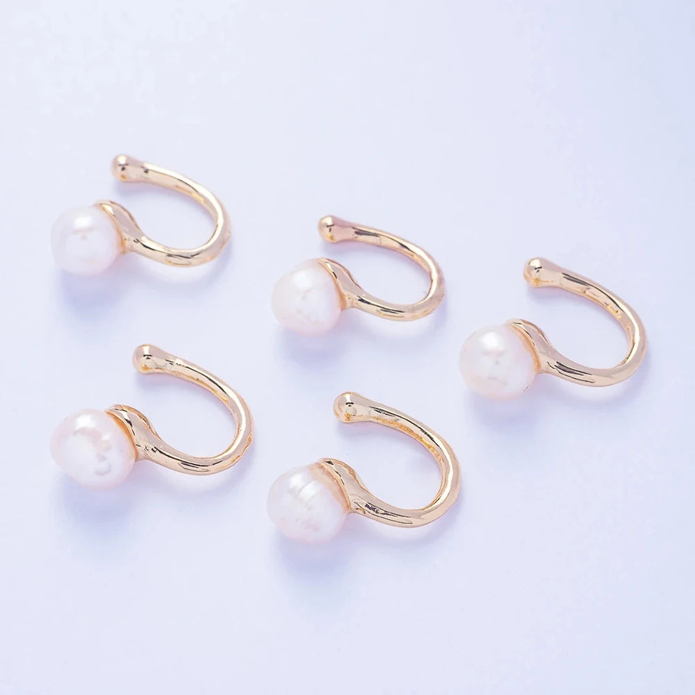 Women Pearl Ear Cuff Earring Bohemian Natural Freshwater Circle Small Clip on Earring No Piercing Fake Cartilage Earring