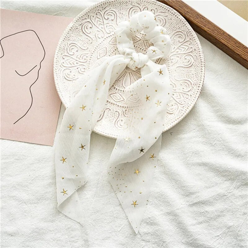 Santa Claus Bows Hair Scrunchies Long Ribbon Ponytail Scarf Hair Tie Women Girls Elastic Hair Bands Christmas Hair Accessories