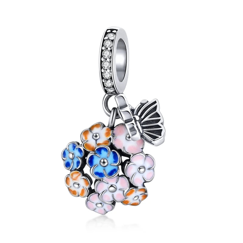 BAMOER 925 Sterling Silver Crystal Bee Crystal Charm Fit Women Charm Bracelets DIY Jewelry Girlfriend
