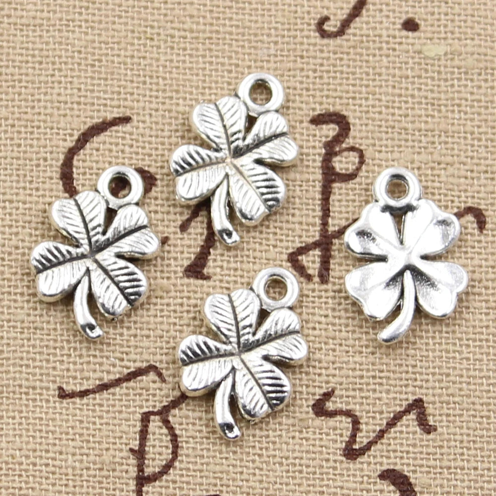 20pcs Charms Lucky Irish Four Leaf Clover 17x11mm Antique Making Pendant Fit,Vintage Tibetan Bronze,DIY Handmade Jewelry