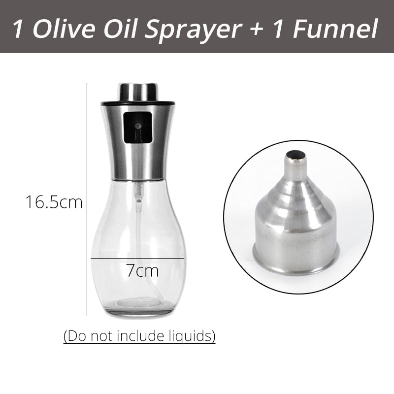 Olive Oil Sprayer Dispenser for Bbq/Cooking/Vinegar Glass Bottle With Leak-Proof, Spice Drops Jar Seasoning Kitchen Tools