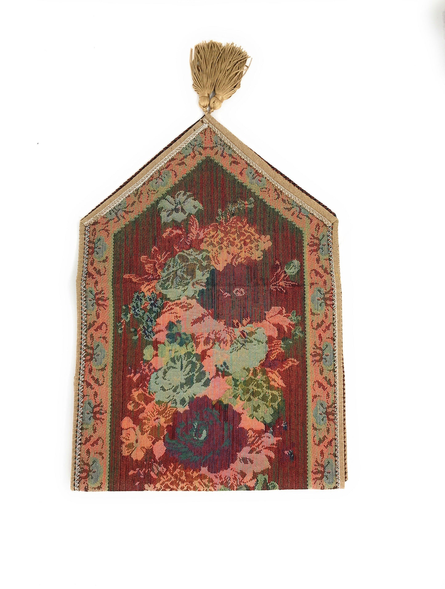 DaDa Bedding Breath of Spring Colorful Floral Beige Brown Tapestry Dining Table Runner (3089)