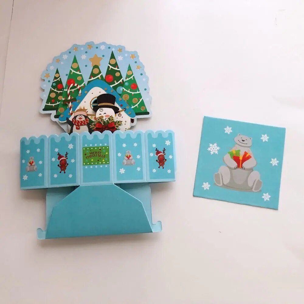 Santa Claus 3D Pops-Up Bouquet Girlfriend Swan Mermaid Merry Christmas Cards Xma