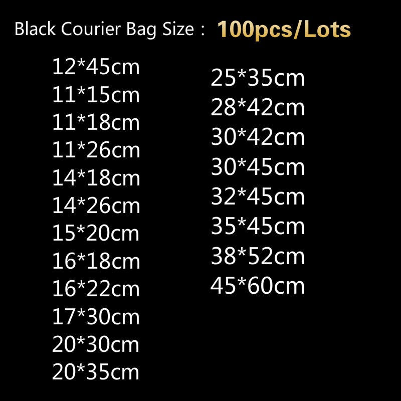 100pcs/Lots Courier Bags Black Smooth New PE Plastic Poly Storage Bag Envelope Mailing Bags Self Adhesive Seal Plastic Pouch