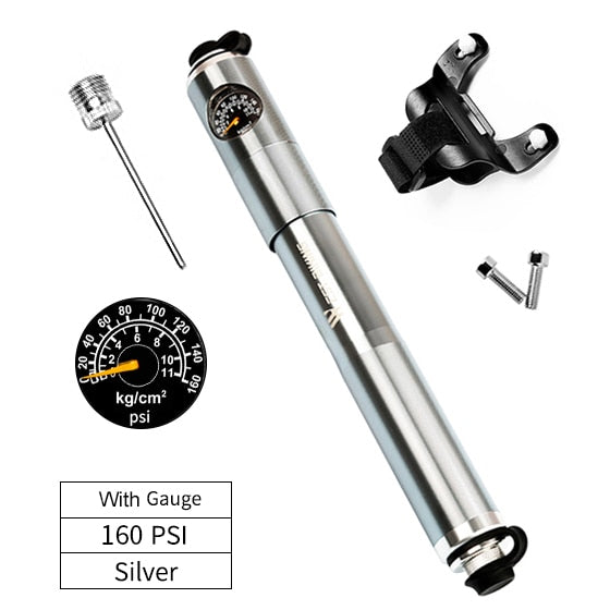 WEST BIKING Bike Pump With Gauge Portable Frame Bicycle Pump Schrader and Presta Valve 160psi Tire Pump for Road Mountain Bike