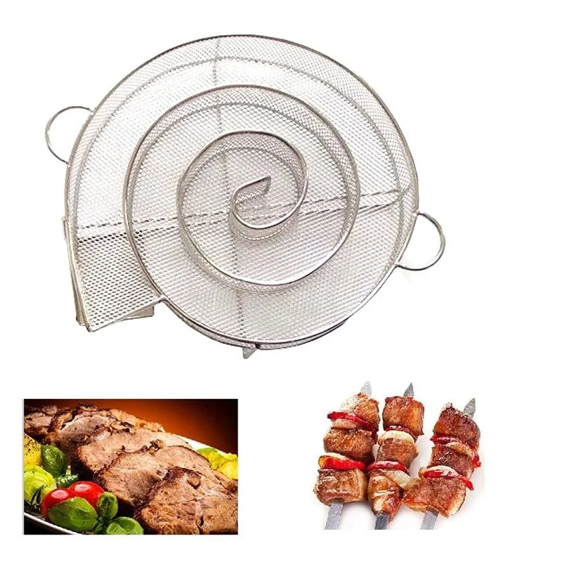 8.07'' Stainless Steel BBQ Grill Accessories Round Smoker Apple Small Wood Chips Barbecue Cold Smoke Generator Bacon Meat Tools