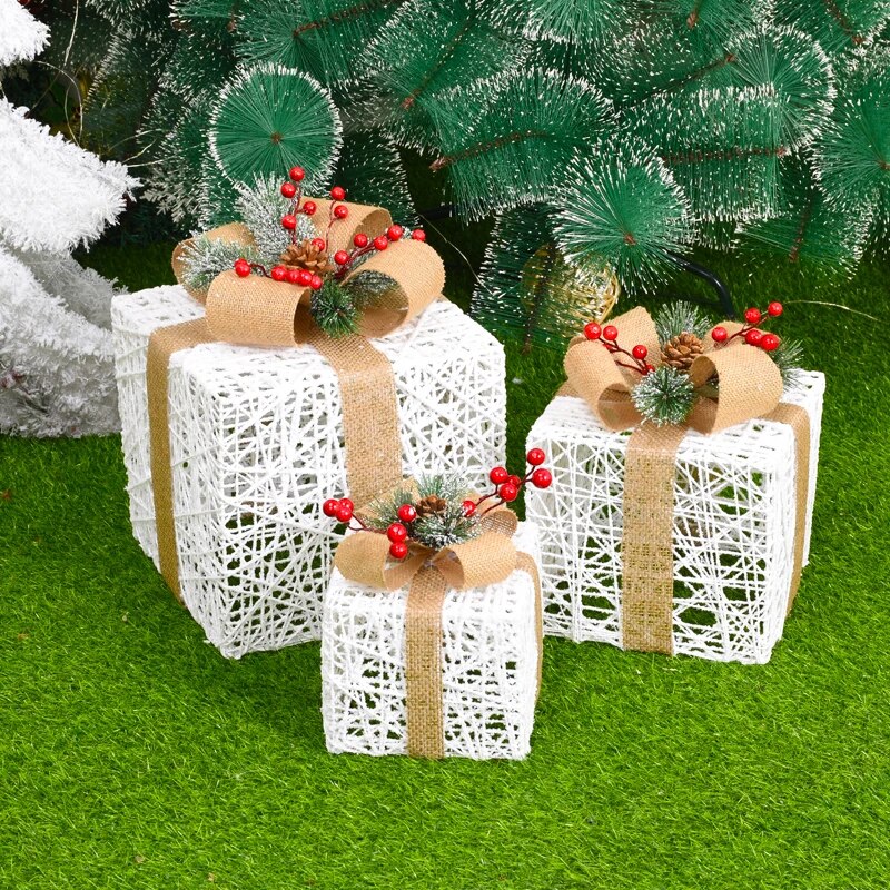 Creative Ornaments Christmas Decoration Glowing Christmas Deer Christmas Tree Ornaments Reindeer Family New Year Decoration