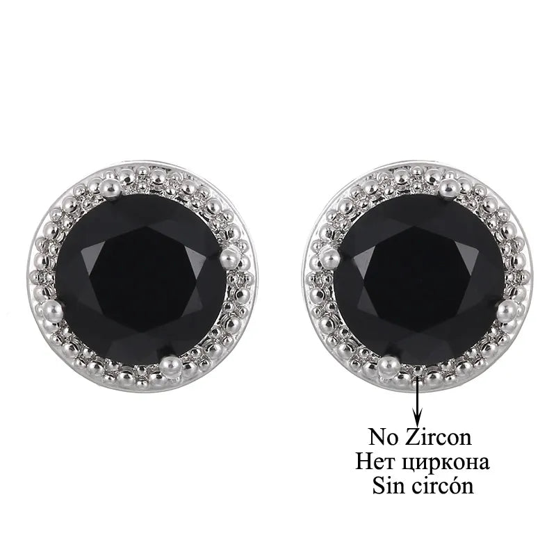Classic Green AAA Cubic Zirconia Stud Earrings Round Crystal Girl Ear Studs for Women Multicolor Jewelry Brincos AE176