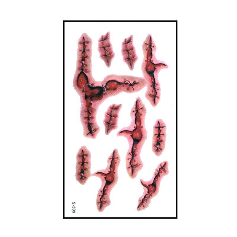 6pcs Halloween Bloody Wound Tattoo Stickers Trick Scary Waterproof Temporary Tattoo DIY Fake Tattoo Halloween Party Decoration
