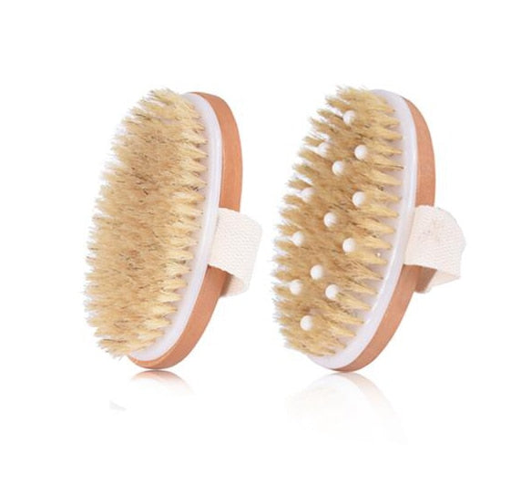 TREESMILE Natural Bristle Bath Brush SPA Woman Man Skin Care Dry Body Brush D40