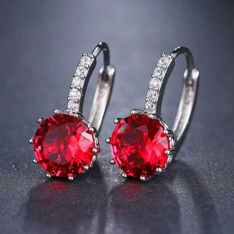 Classic Green AAA Cubic Zirconia Stud Earrings Round Crystal Girl Ear Studs for Women Multicolor Jewelry Brincos AE176