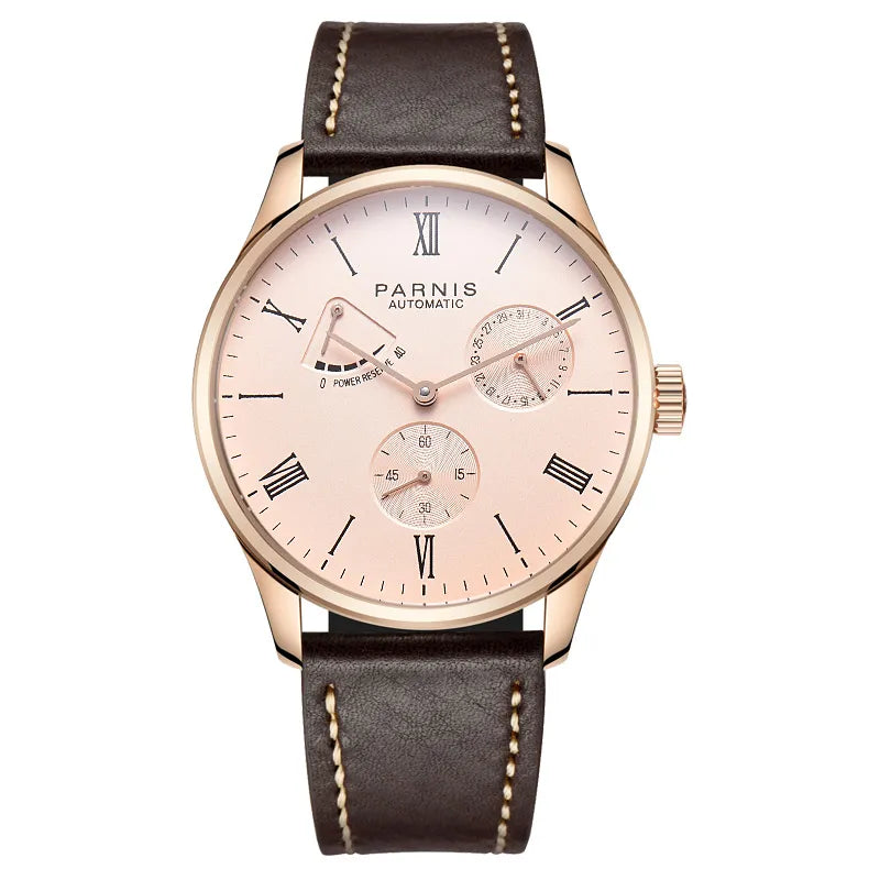 Fashion Luxury Parnis 41.5MM Power Reserve Automatic Mechanical Self Winding Men Watches Mekanik Kol Saati Relogio Automatico