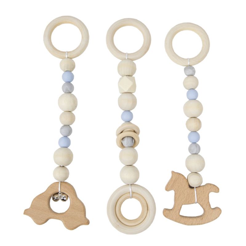 3 Pcs/Set Nordic Baby Gym Frame Game Pendants Sensory Nursery Ring-Pull Toy Wooden Clothes Rack Kids Room Decoration